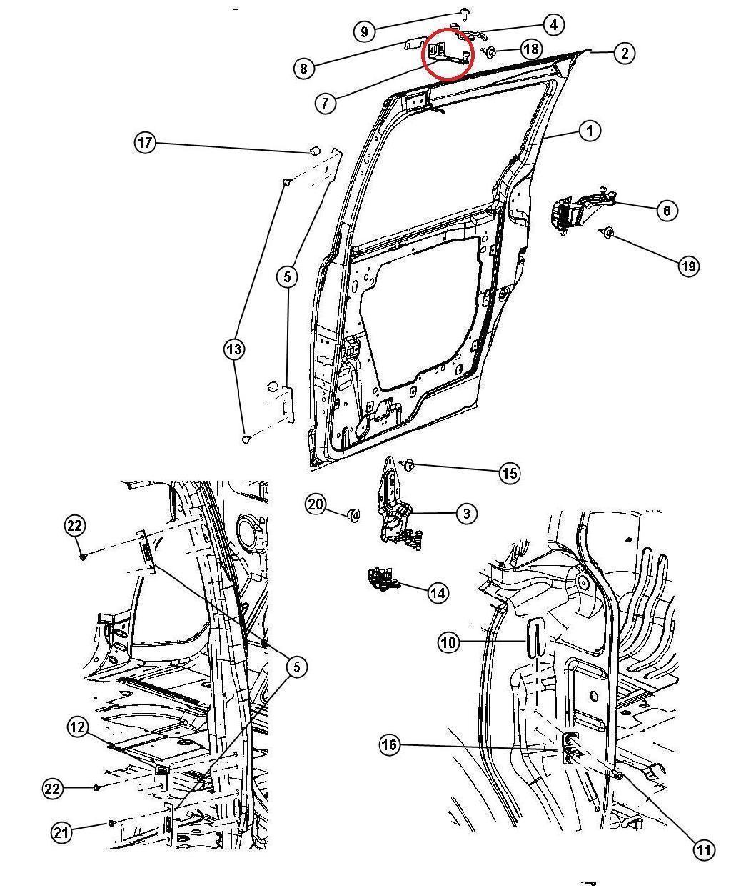 Left Rear Door Top Hinge